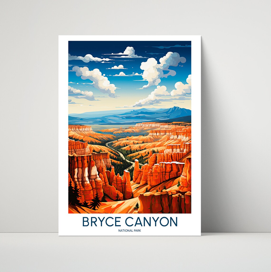 Bryce Canyon National Park Red Hoodoos Amphitheater Vintage Travel Poster