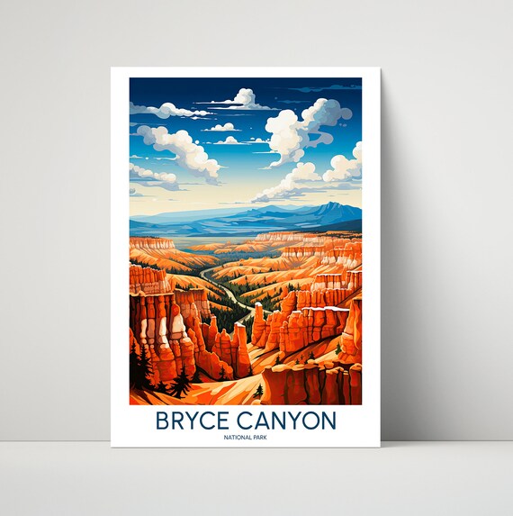 Bryce Canyon National Park Red Hoodoos Amphitheater Vintage Travel Poster