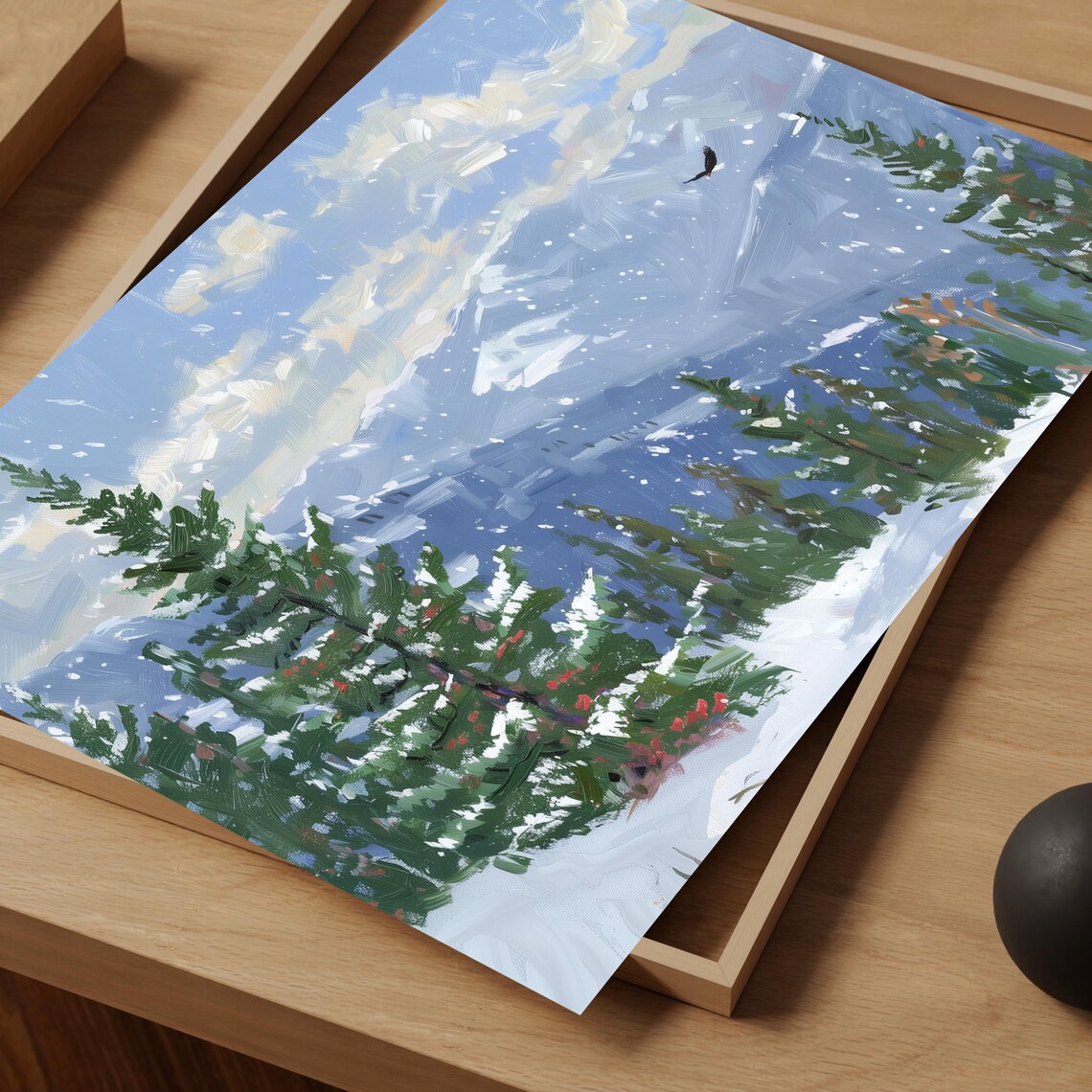 Winter Landscape Mountain Eagle Art Print - Image 3