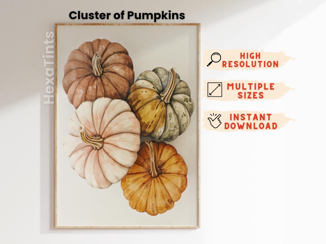 Rustic Fall Harvest Pumpkins Art Print - Image 4