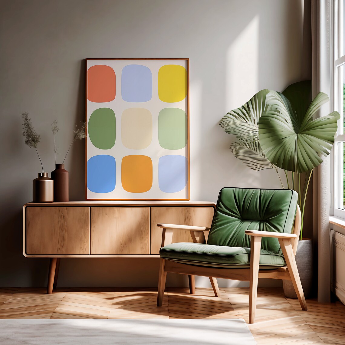 Mid Century Modern Geometric Shapes Pastel Tones Minimalist Art Print - Image 4