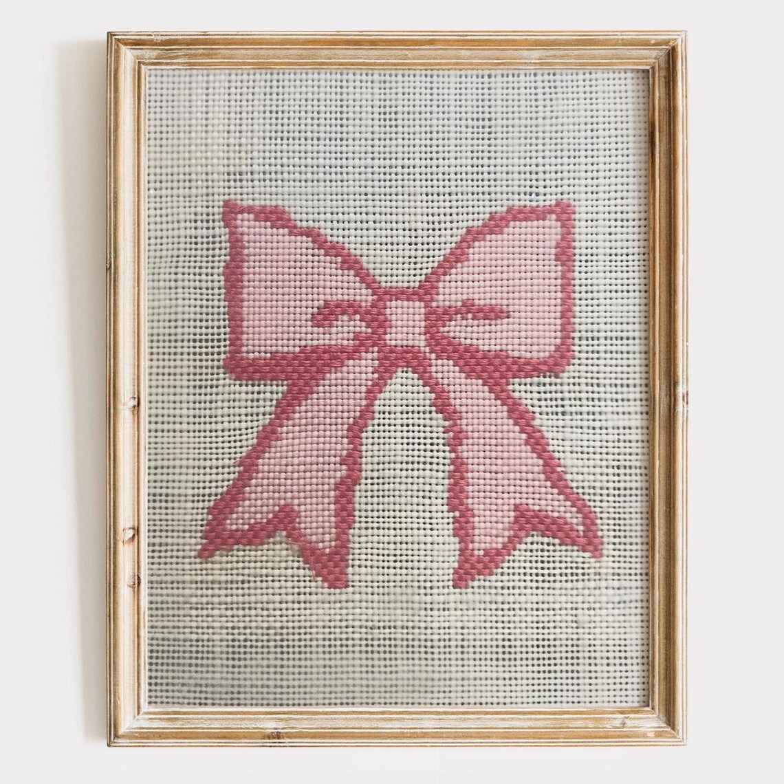 Pink Bow Needlepoint Style Coquette Girl Nursery Dorm Room Decor Poster