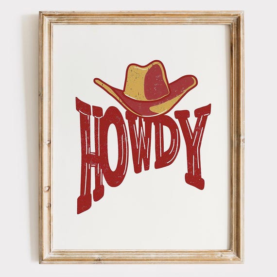 Howdy Cowgirl Wall Art Western Typography Print