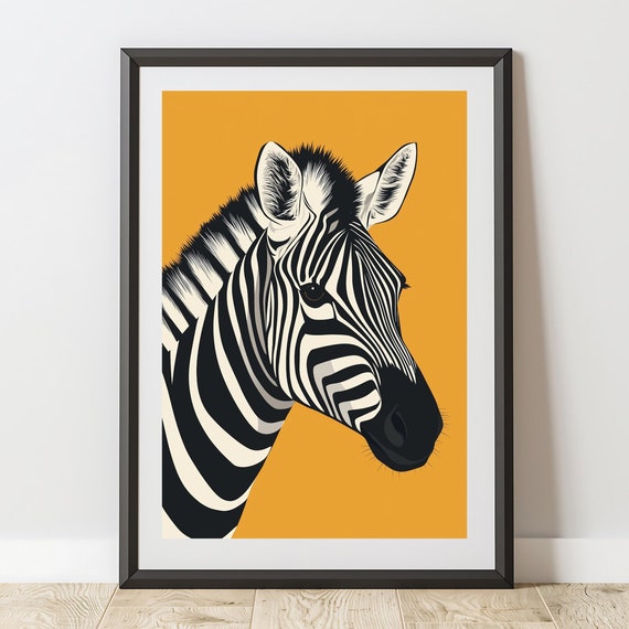 Preppy Poster Retro Zebra Wall Art Whimsical Maximalist Dcor Bold Living Room Prints Dopamine Art Print For Bedroom