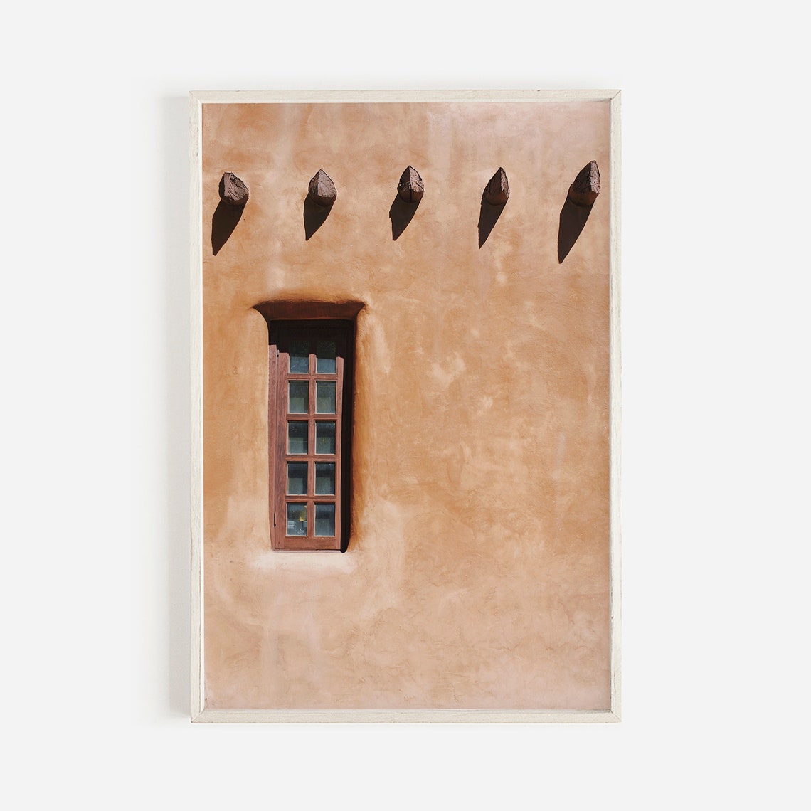 Santa Fe Adobe Wall With Wooden Window And Vigas Desert Poster