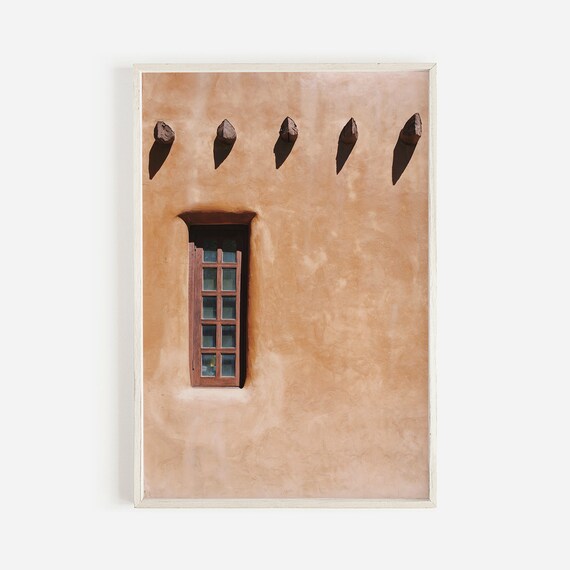 Santa Fe Adobe Wall With Wooden Window And Vigas Desert Poster