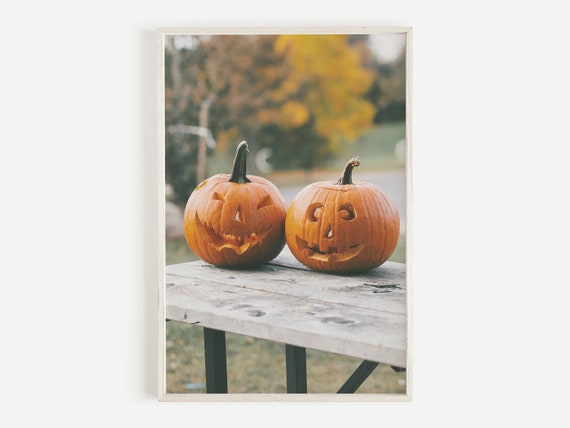 Halloween Jack O Lantern Print Rustic Farmhouse Decor Pumpkin Wall Art Photography Home