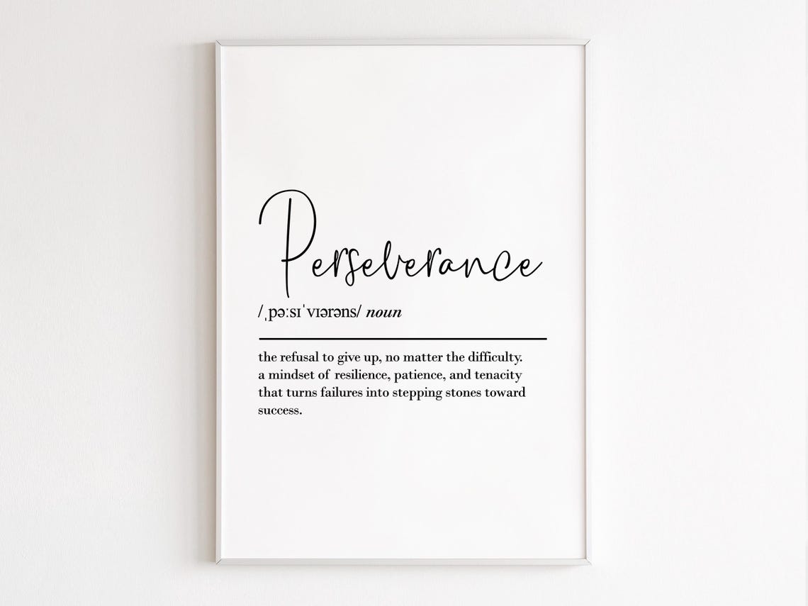 Perseverance Dictionary Definition Typography Minimalist Art Poster