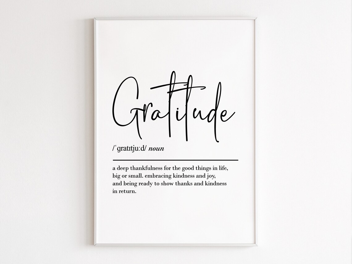 Gratitude Definition Motivational Quote Art Print