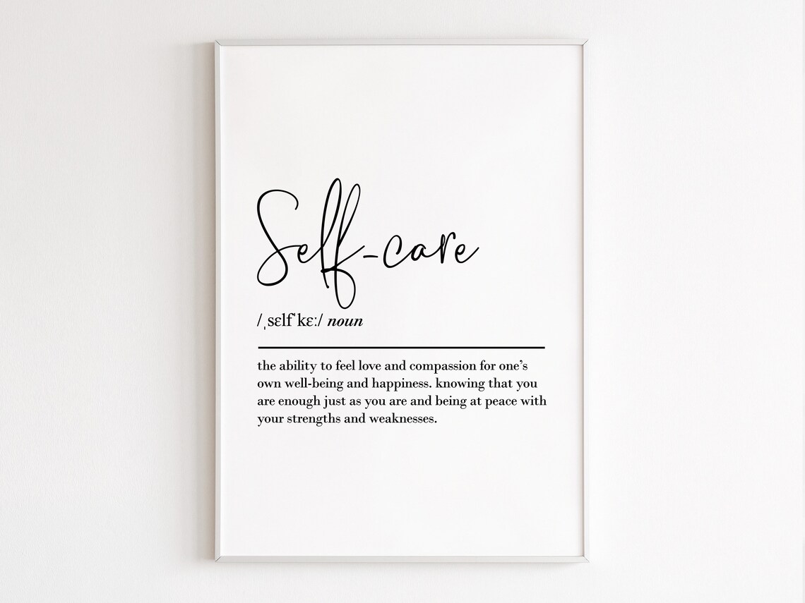 Self Care Definition Dictionary Style Wellness Gift Minimalist Typography Print