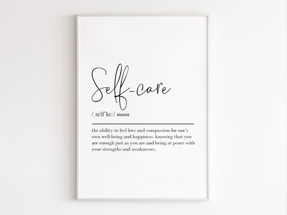 Self Care Definition Dictionary Style Wellness Gift Minimalist Typography Print