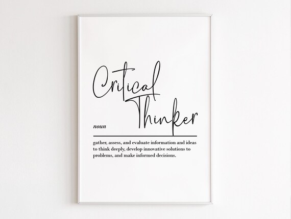 Critical Thinker Definition Dictionary Style Classroom Poster