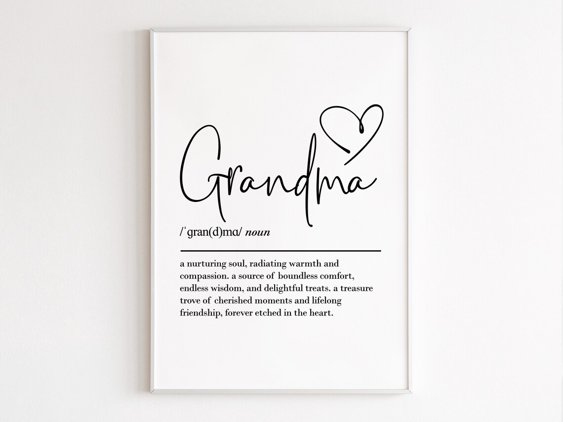 Grandma Definition Heart Dictionary Style Family Gift Minimalist Wall Art - Image 3