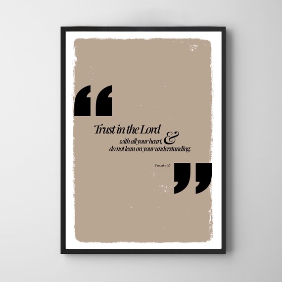 Trust In The Lord Proverbs 3:5 Elegant Beige Scripture Poster