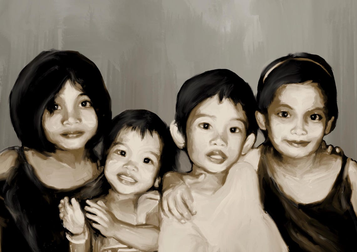 Custom Baby Portrait From Photo Custom Kid Birthday Gift Portrait For Mom And Parents Baby Kid Or Siblings Oil Painting Portrait - Image 2
