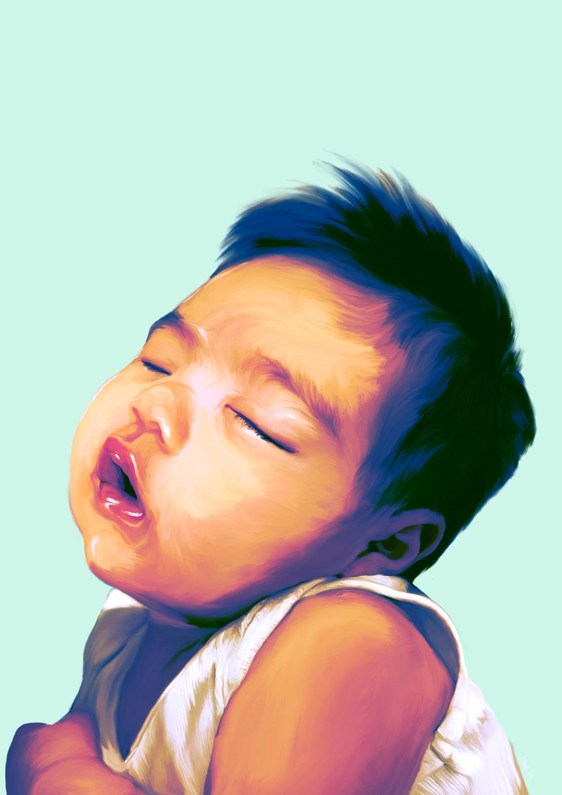 Custom Child Portrait From Photo Oil Painting Style Gift Poster - Image 3