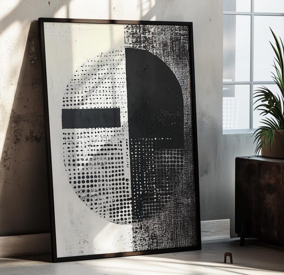 Geometric Face Art Print Black And White Abstract Decor