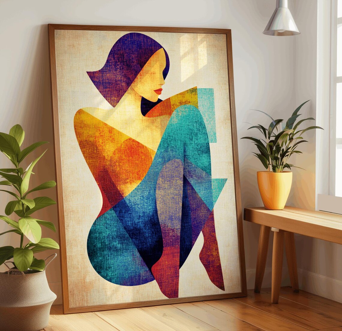 Geometric Woman Portrait Vibrant Abstract Colorful Figure Art Poster