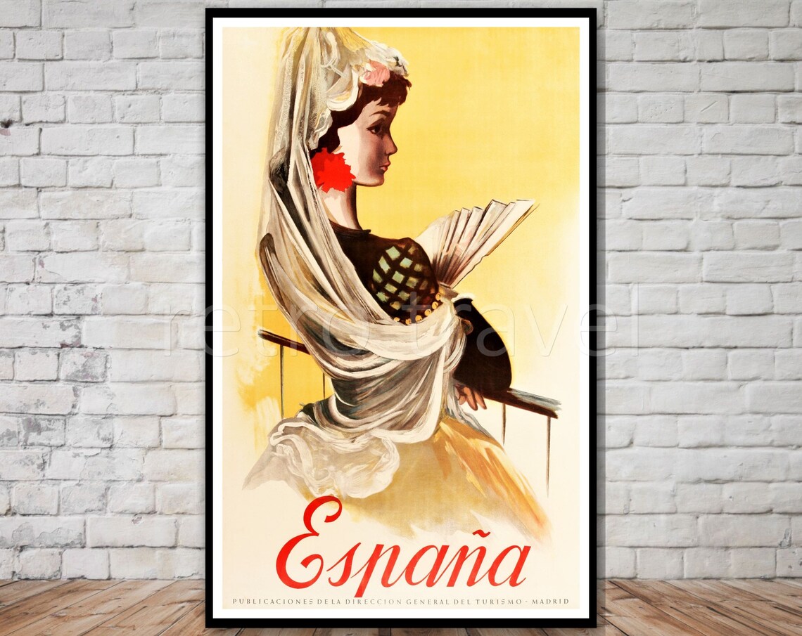 Spain Travel Poster, Retro Travel Art Print