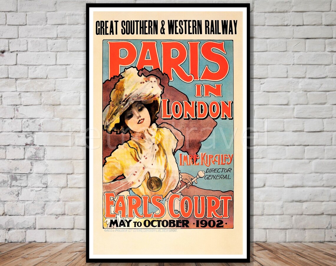 Earls Court London Travel Poster Paris In London 1902 Instant Art Nouveau Great Southern Western Railway Wall Art
