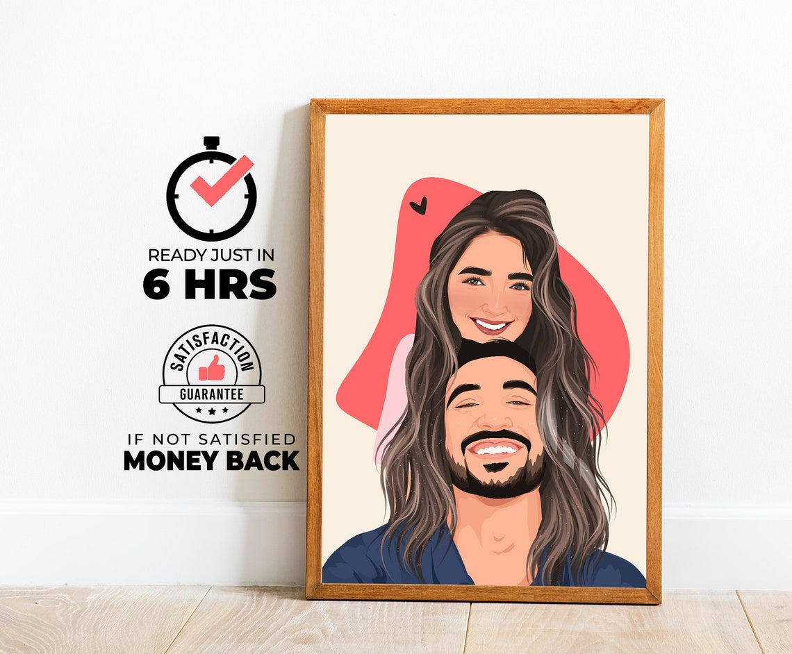 Custom Couple Portrait Couple Drawing Couple Painting Faceless Portrait Print Engagement Portrait Print Engagement Photo Painting Gift