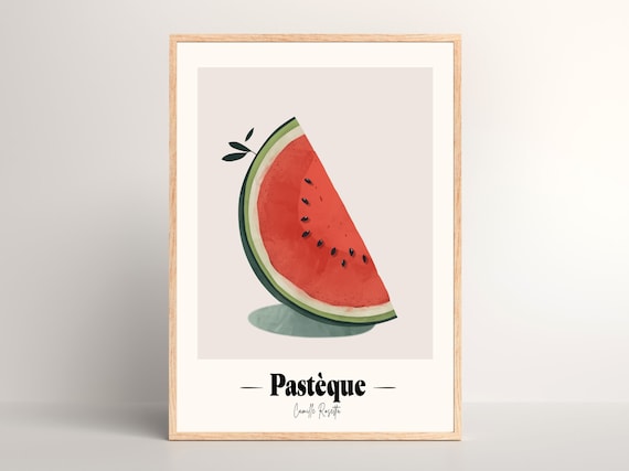 Pastèque Watermelon Slice Minimalist French Kitchen Wall Art