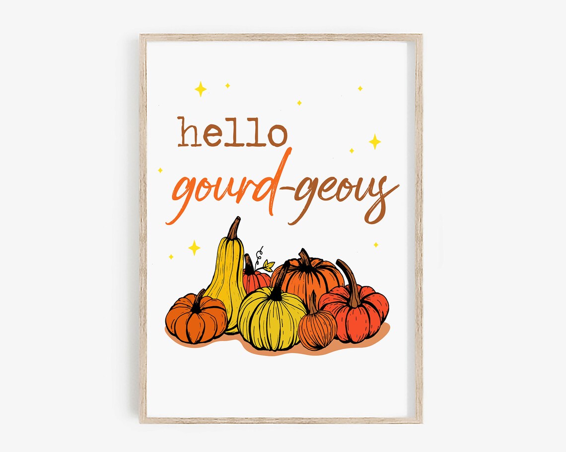 Hello Gourd Geous Art Print, Fall Kitchen Decor - Image 4