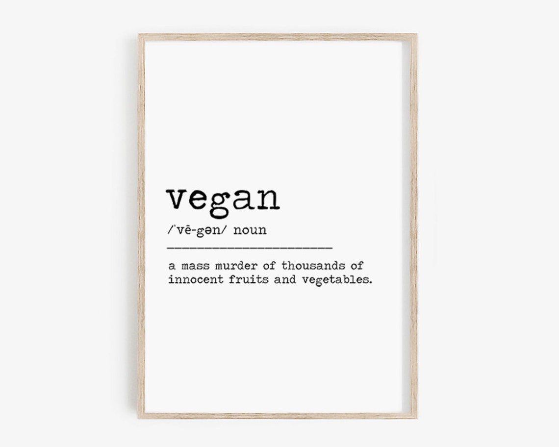 Vegan Funny Dictionary Definition Kitchen Pun Typography Poster - Image 4