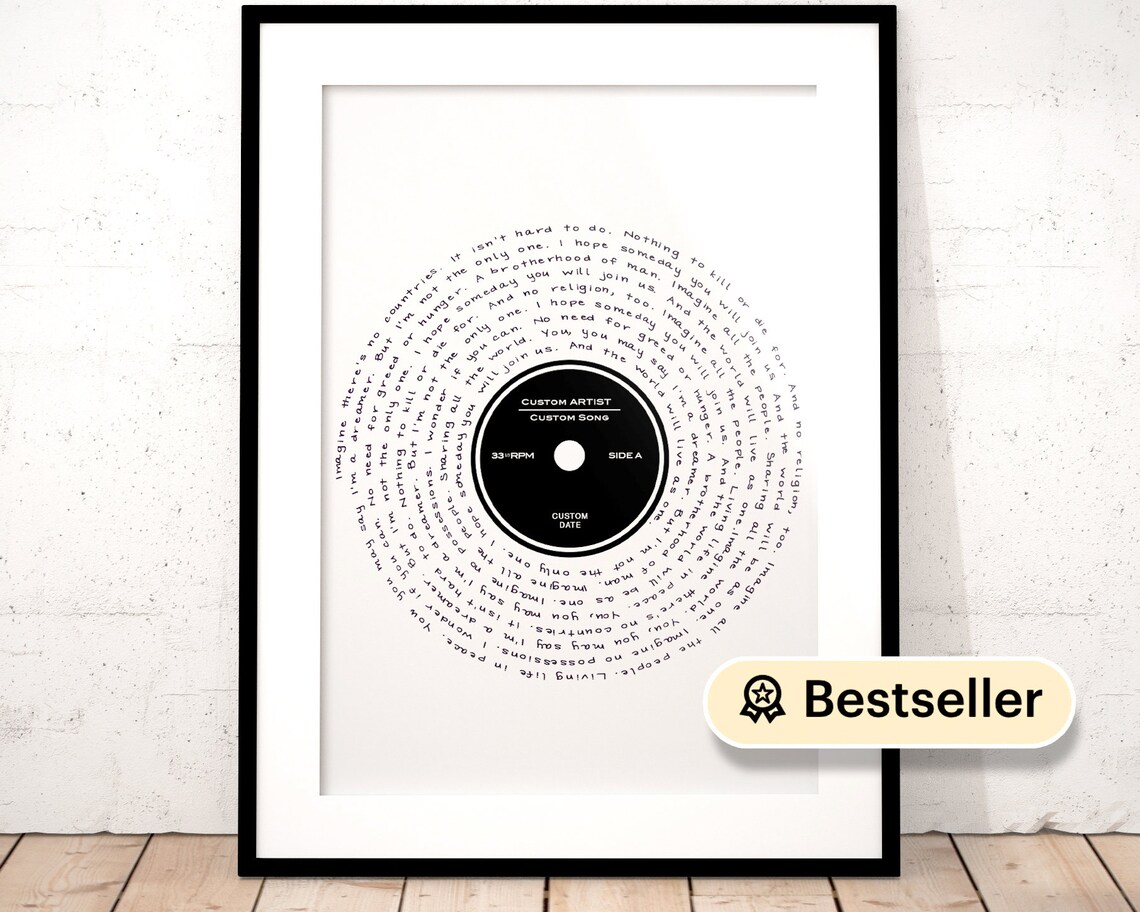 Custom Vinyl Song Lyrics Wall Art, Personalized
