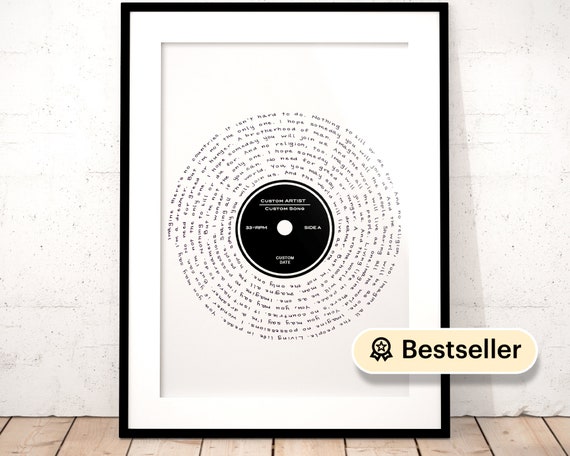 Custom Vinyl Song Lyrics Wall Art, Personalized