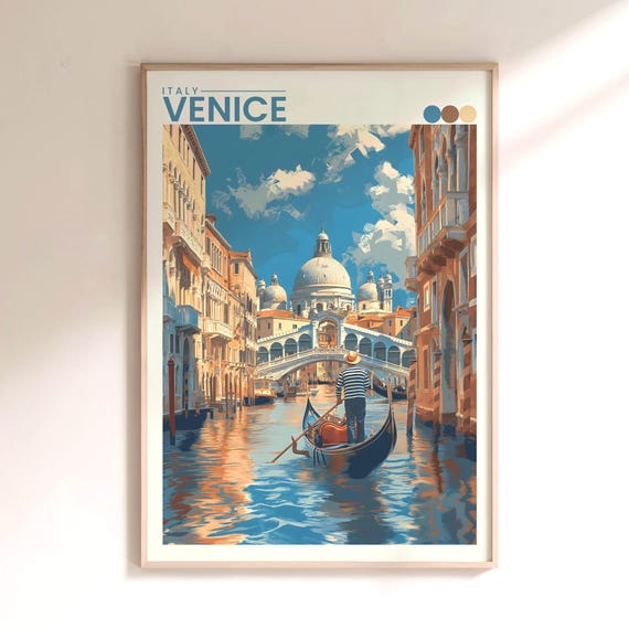 Venice Travel Poster Italian Gondola Grand Canal Wall Art