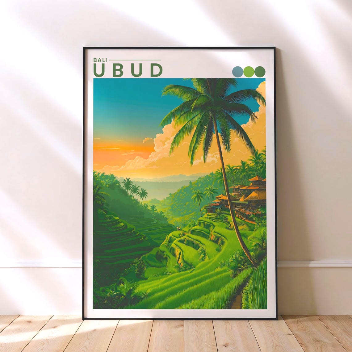 Ubud Rice Terrace Poster Bali Travel Tropical Print