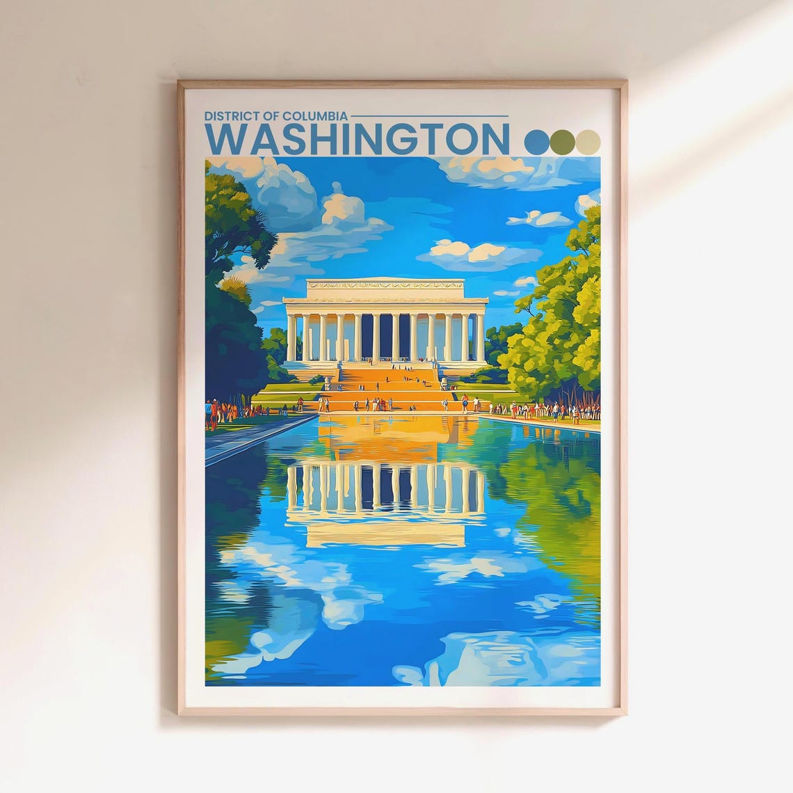 Washington Dc Travel Poster Lincoln Memorial Reflecting Pool Wall Art