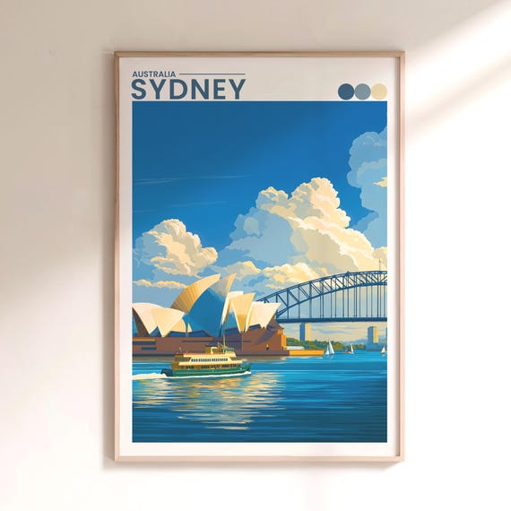 Sydney Opera House Travel Poster, Modern Australia