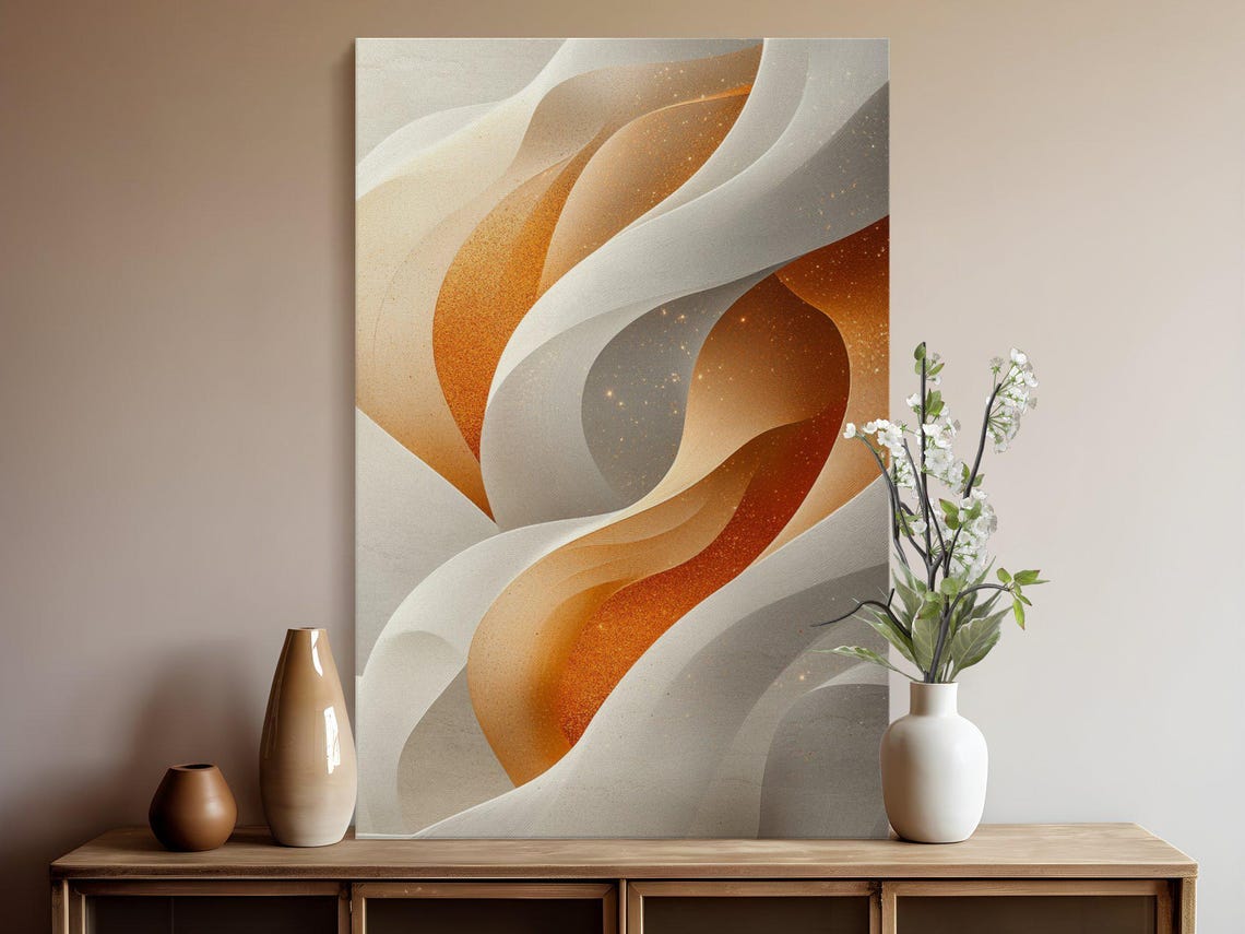 Elegant Silky White and Gold Ribbon Swirls Abstract Art Poster - Image 5
