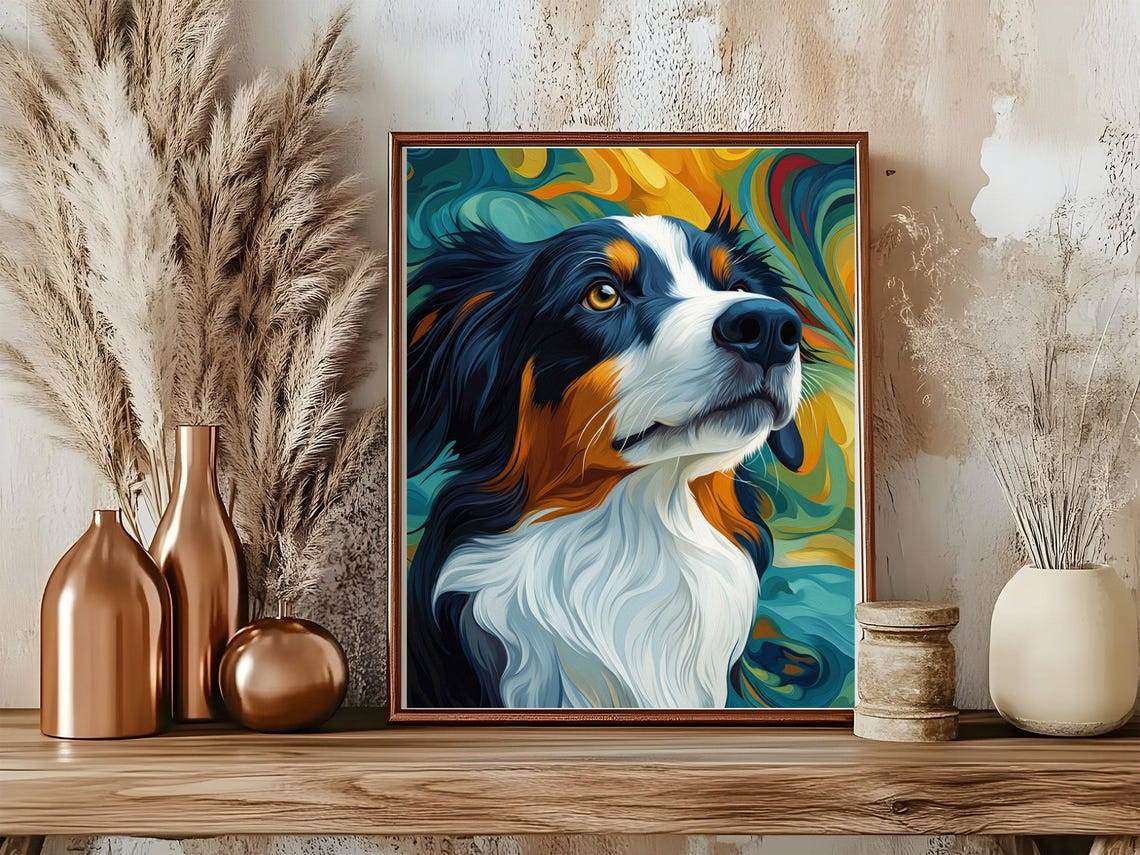 Bernese Mountain Dog Bold and Colorful Pop Art Portrait Art Poster - Image 5