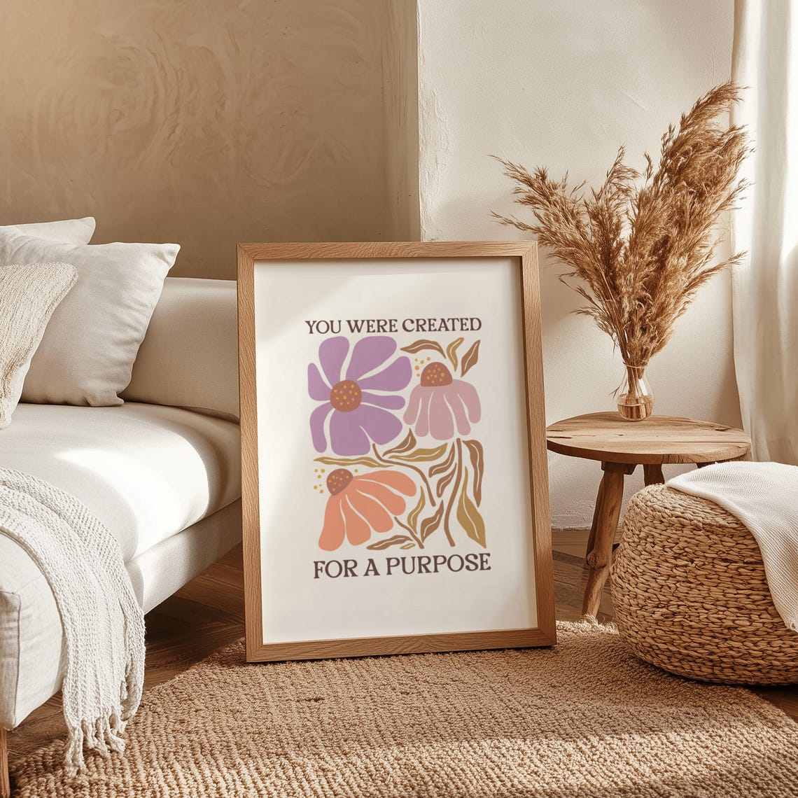 You Were Created for a Purpose Boho Floral Inspirational Quote Poster - Image 4