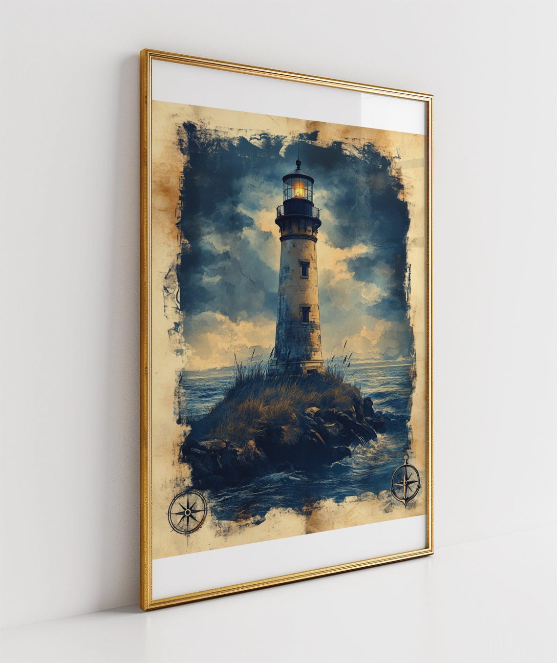 Vintage Lighthouse Wall Art Coastal Nautical Dcor Ocean Seascape Painting Print Maritime Home Art Coastal Wall Hanging - Image 3