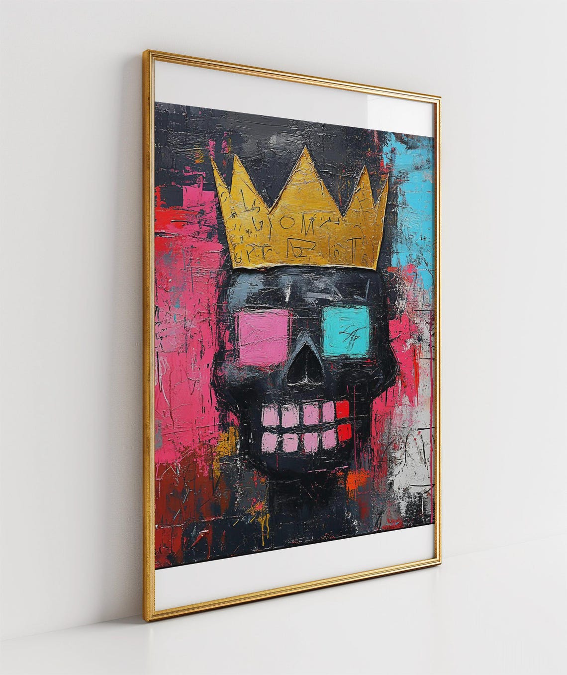Crown Skull Poster Basquiat Style Colorful Graffiti Street Art Decor - Image 3