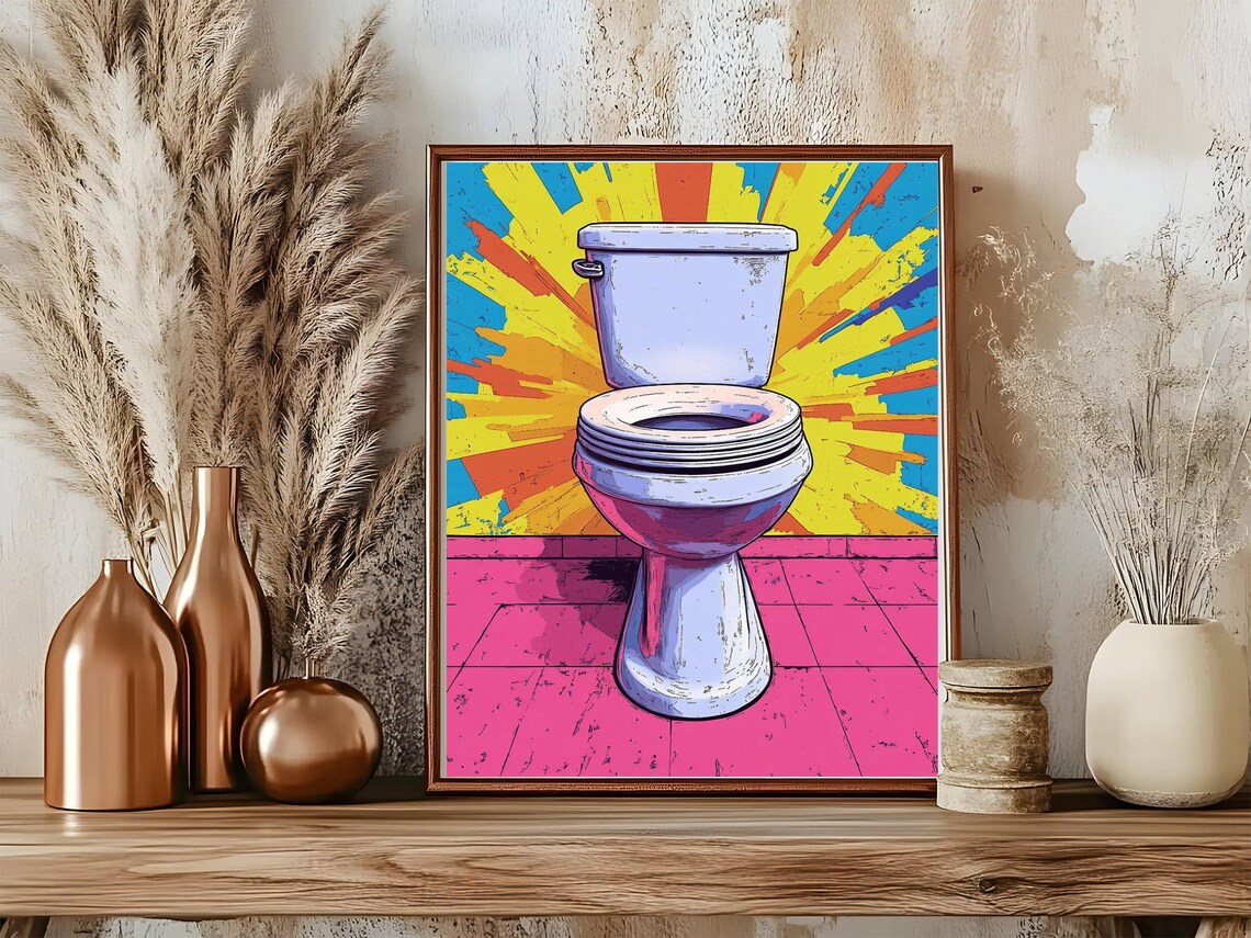 Retro Pop Art Toilet Colorful Comic Sunburst Bathroom Poster - Image 5