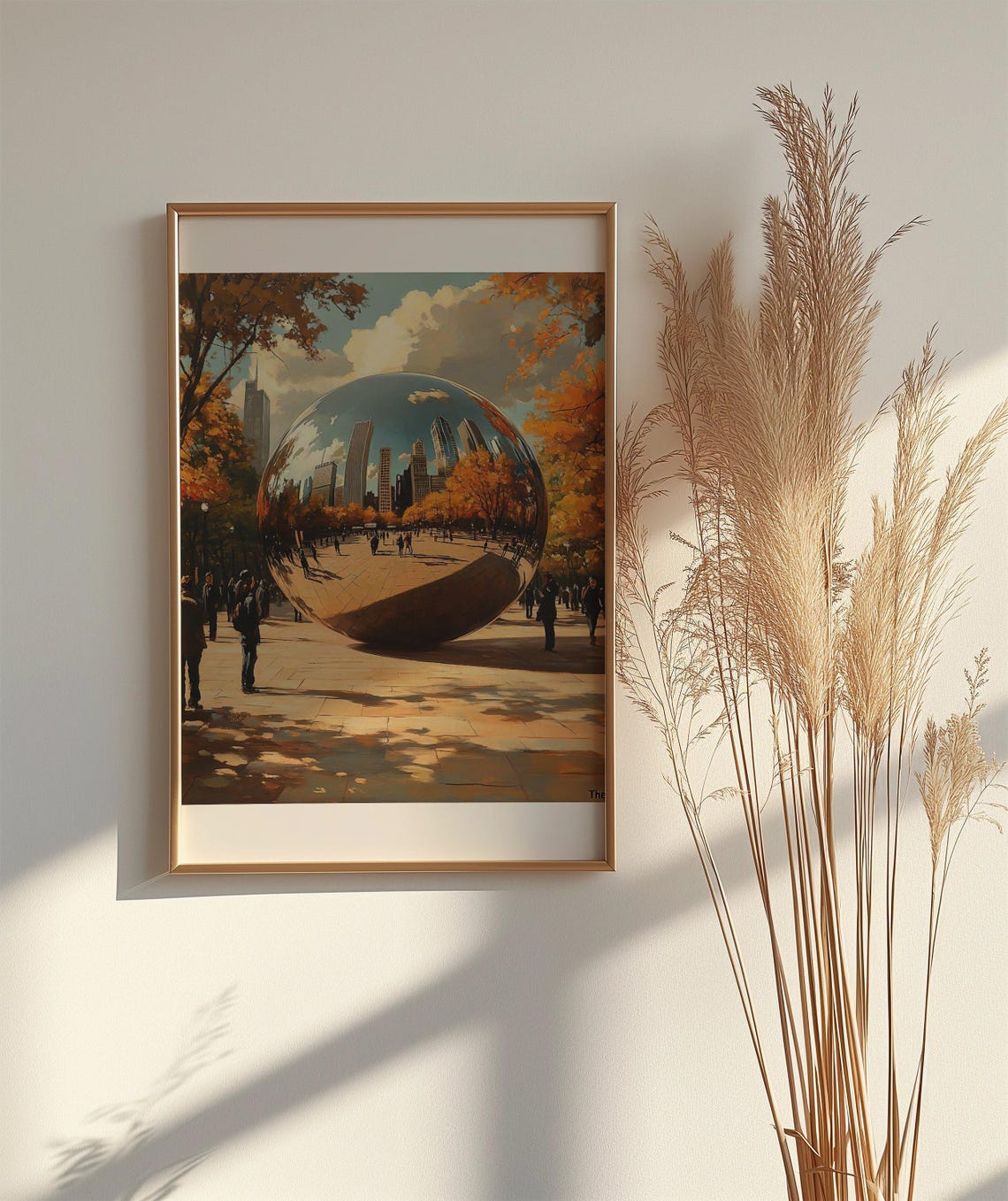 Chicago Cloud Gate Sculpture in Golden Autumn Light Art Poster - Image 2