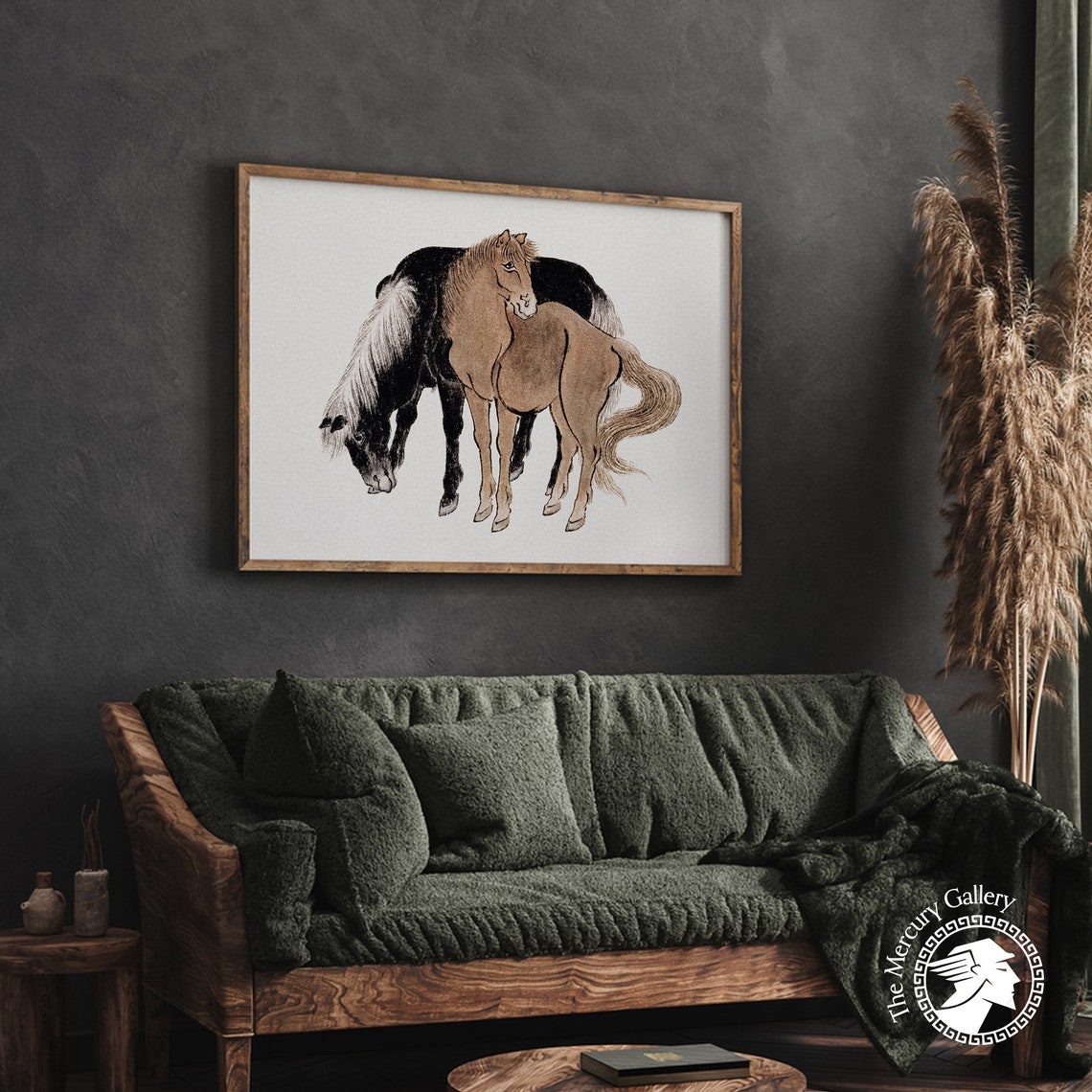 Hokusai Two Horses Ink Sketch Japanese Equine Vintage Art Poster - Image 5