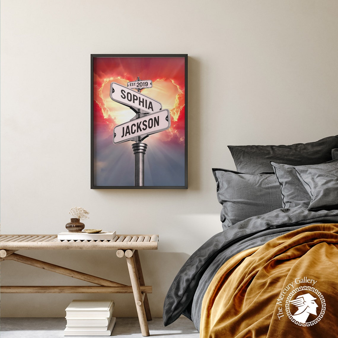 Personalized Vintage Street Sign Couples Names Sunset Art Poster - Image 4