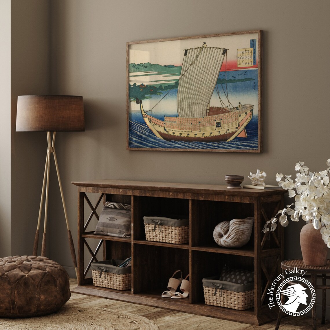 Hokusai Sunset Sailboat Sea Voyage Japanese Woodblock Art Poster - Image 2
