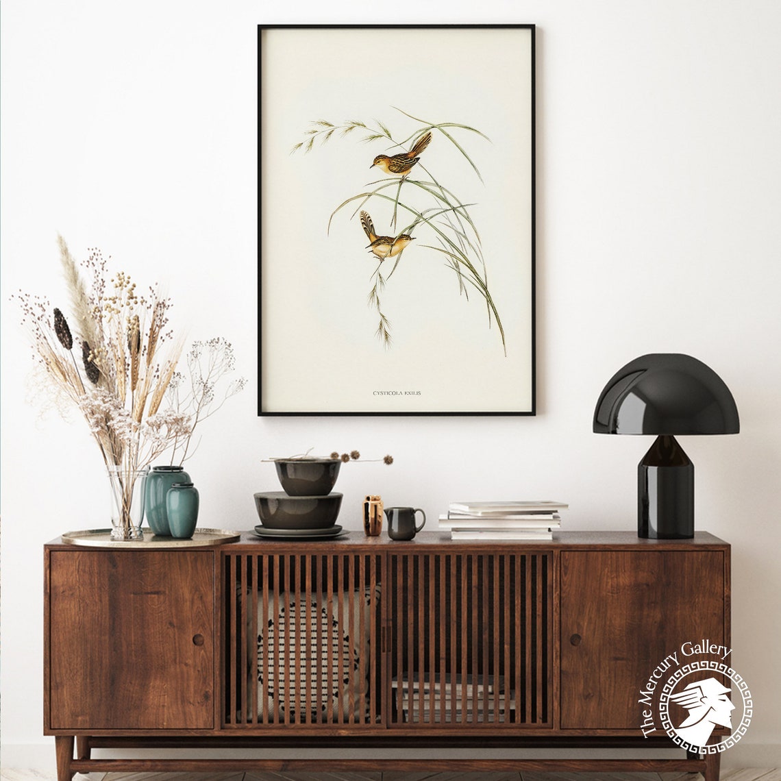 Vintage Golden-Headed Cisticola Pair Antique Bird Illustration Print - Image 3