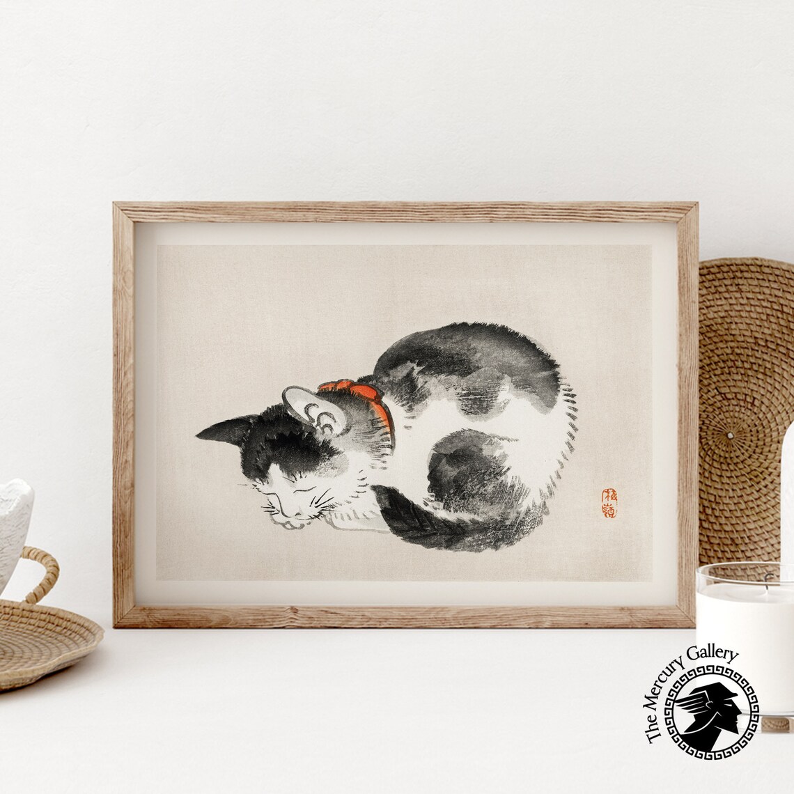 Sleeping Cat Vintage Japanese Print, Retro Wall Art - Image 6