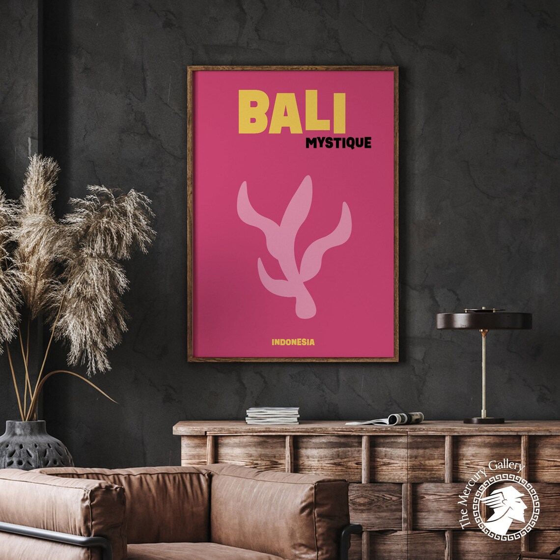 Bali Mystique Indonesia Pink Abstract Floral Minimalist Travel Poster - Image 2