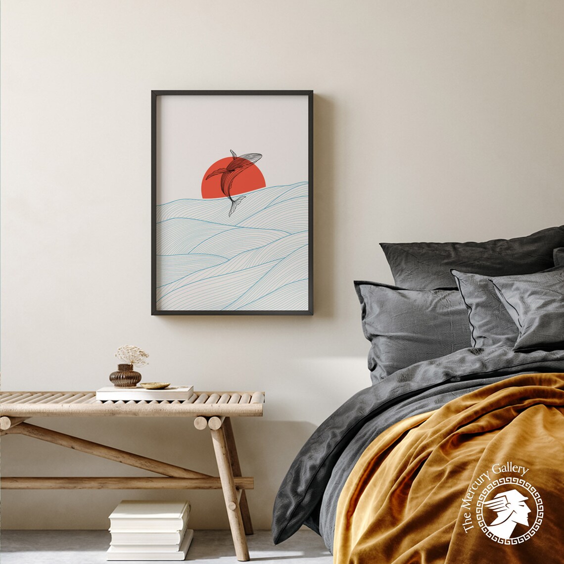 Humpback Whale Line Art Art Print, Ocean Waves - Image 4