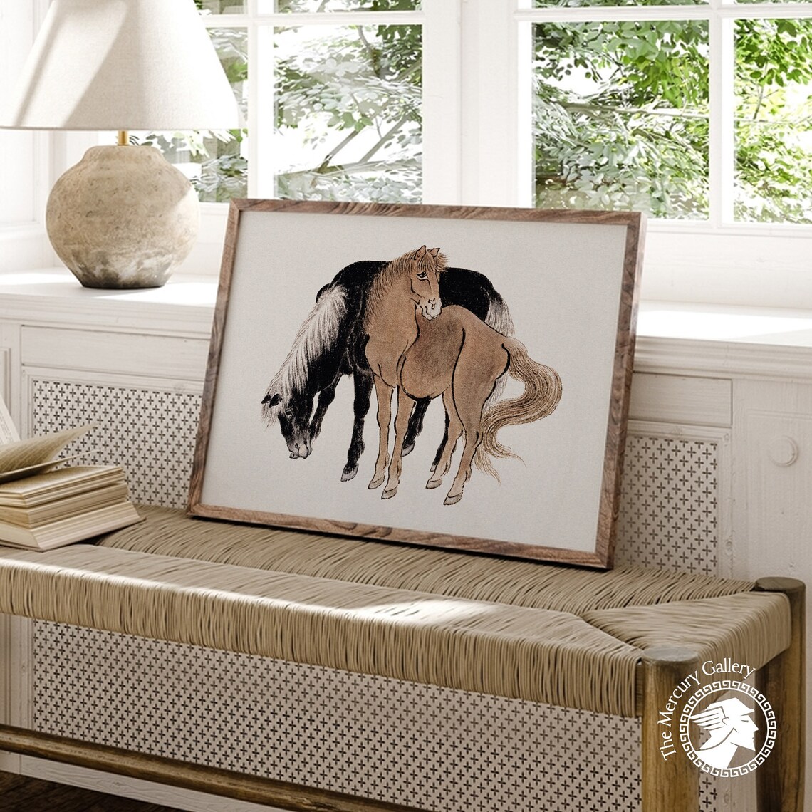Hokusai Two Horses Ink Sketch Japanese Equine Vintage Art Poster - Image 3
