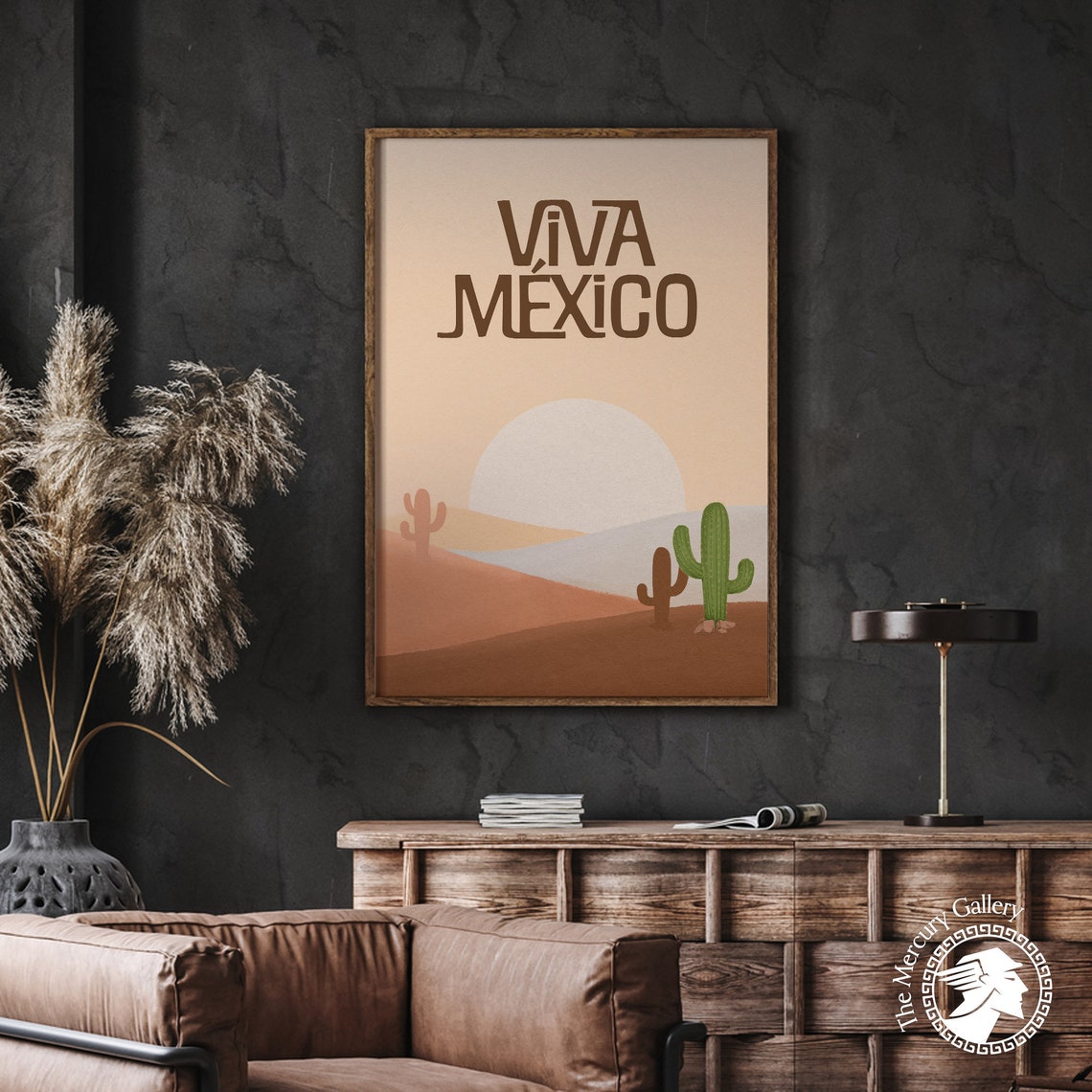 Viva Mexico Desert Cactus Sunset Modern Boho Travel Poster Wall Print - Image 2